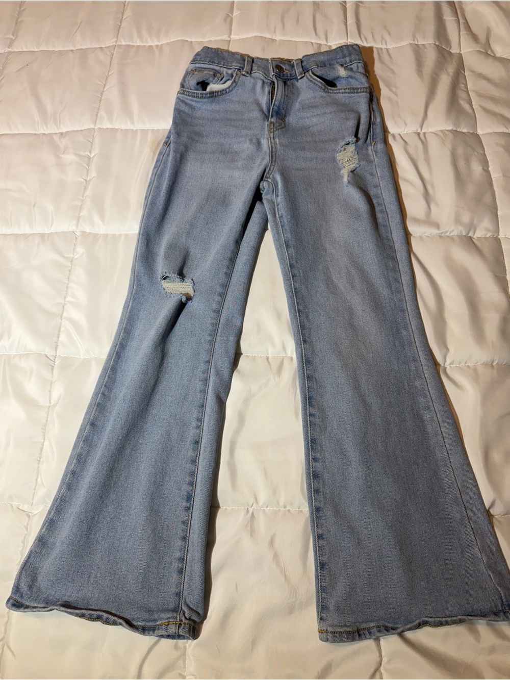 Levi’s Girls Size 10 Baggy Flare Distressed Light Wash Jeans